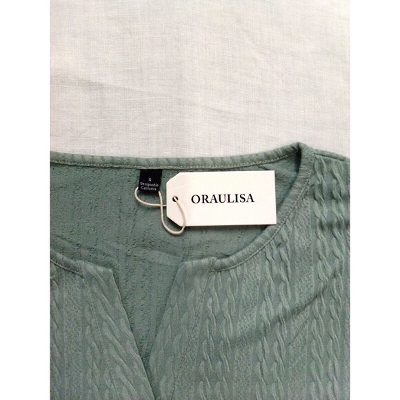 Oraulisa 2 Pc Short Sleeve Shirt V Neck Line Top & Shorts Set Size Small - Picture 4 of 5